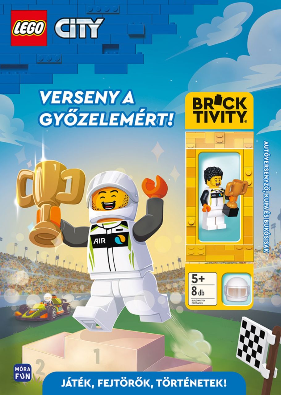 Lego city - verseny a győzelemért - autóversenyző, kupa és bukósisak