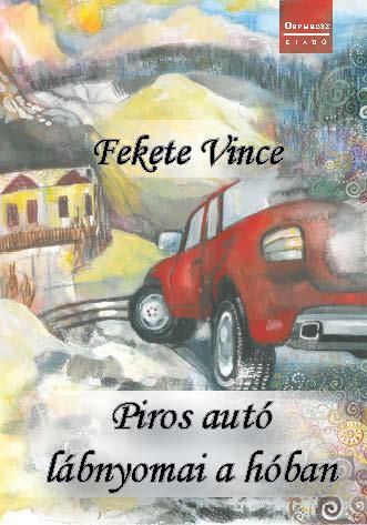 Piros autó lábnyomai a hóban